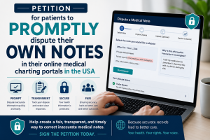 Project Medical Reform Association (PMRA) — Petition for patients to promptly dispute their own notes in their online medical charting portals in the USA